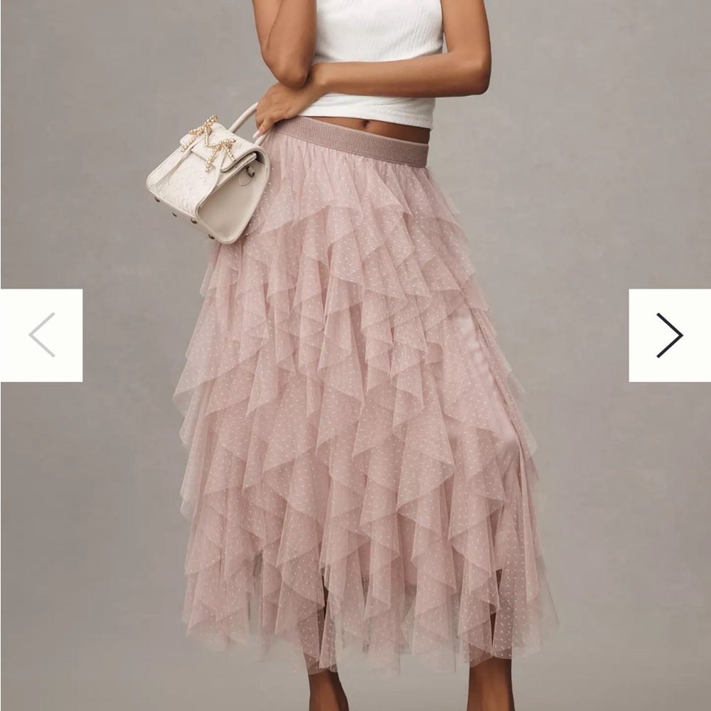Anthropologie Blush Layered Tulle Skirt